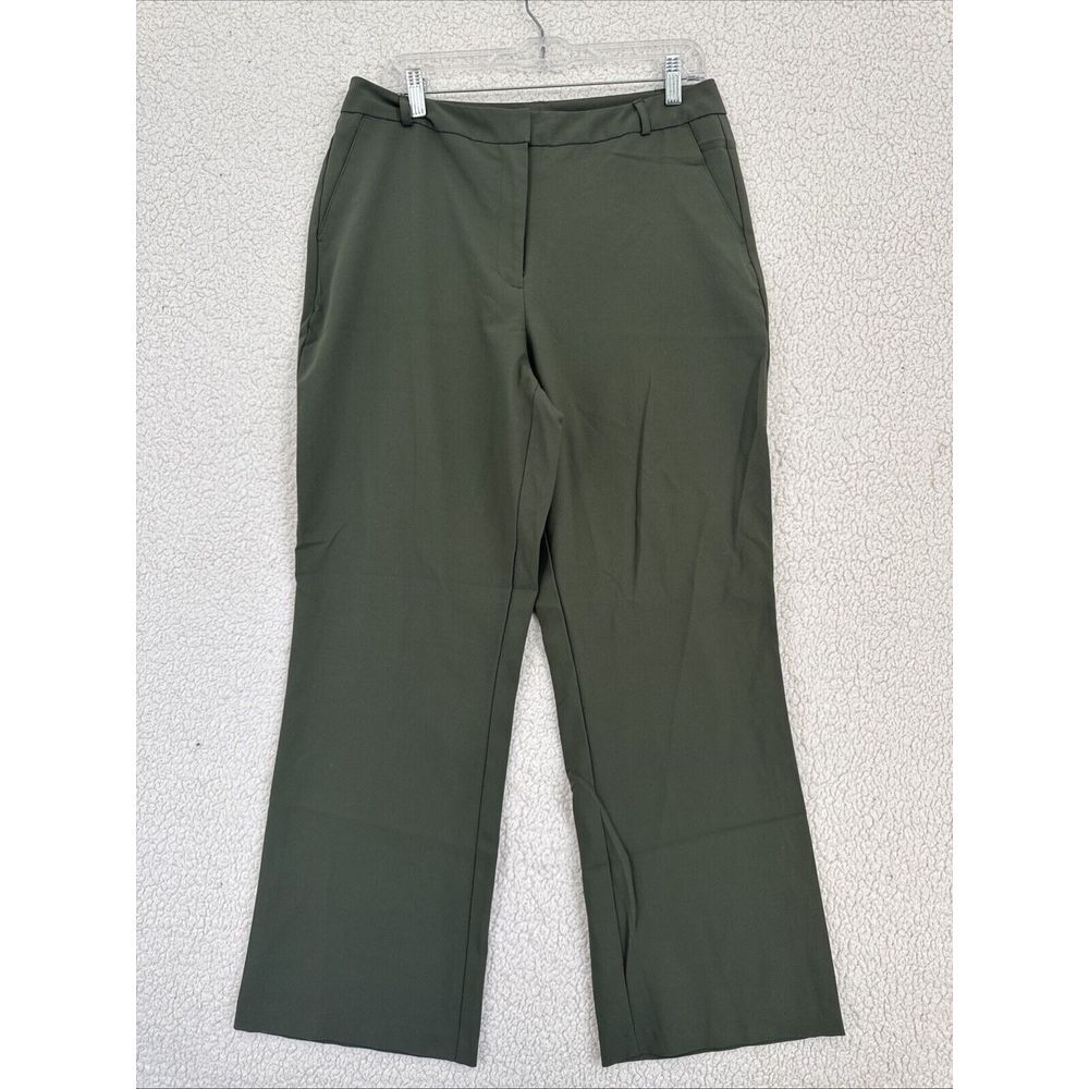 George Dress Pants Women Size 14 Average Green Flat Front Slash Pockets Career‎